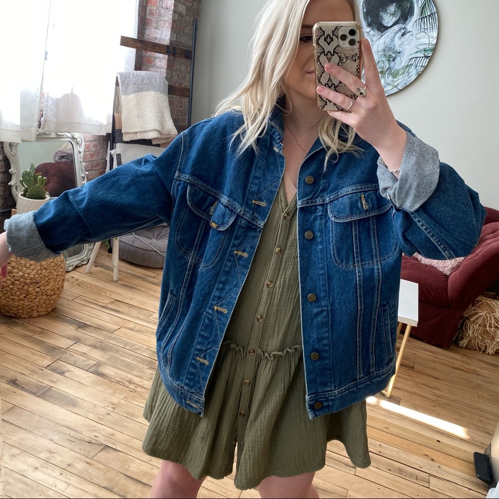 VINTAGE LEE Oversized Denim Jean Jacket USA - Picture 5 of 14